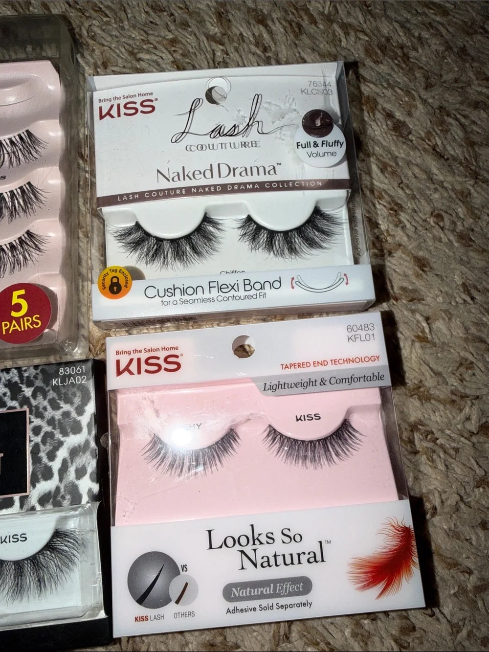 7 NEW - KISS Assorted Black False Eyelash Collection - Multiple Styles